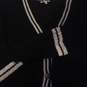 Derek Heart Black with White Stripes Cardigan/Sweater